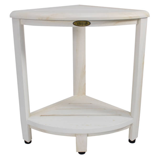 EcoDecors CoastalVogue Oasis Teak Snazzy Corner Shower Bench 18" Tall 2